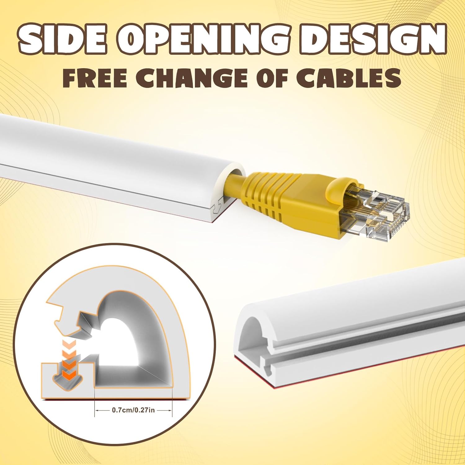 78 Inch Wall Cord Hider, Silicone Self Adhesive Cable Hider Cord Cover, Flexible Wire Covers for Cords Cable Cover Cable Concealer for Wires W0.59” H0.39” White